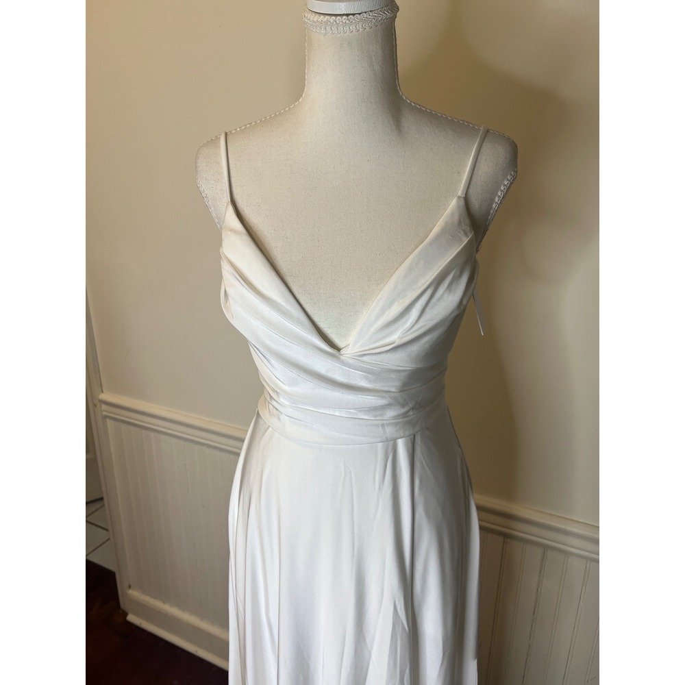 Lulus Choose Your‎ Love White Maxi Dress Wedding Gown V-Neck Slit White S NWT - Picture 9 of 13